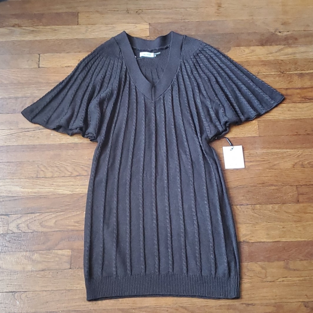 Calvin Klein Cable Knit V-Neck Sweater Dress